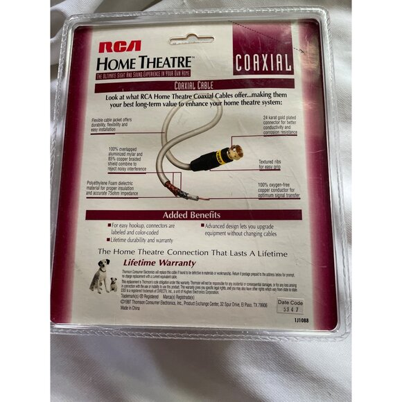 RCA 12 Ft Coaxial Cable With 24K Gold Plated F Connectors For Home Theatre & Dig - Picture 2 of 6